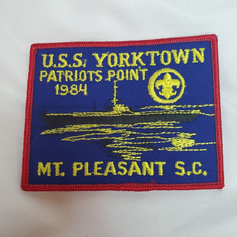 1984 USS YORKTOWN Patriots Point Boy Scout Badge PATCH MT. Pleasant S.C. BSA